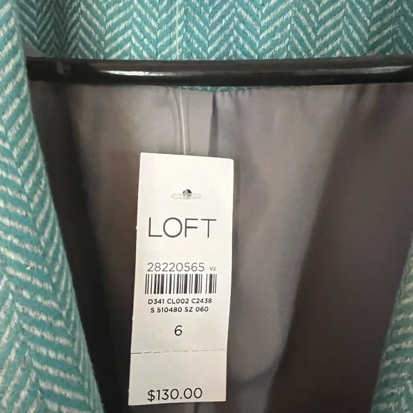 LOFT Women's Teal Herringbone Blazer - Picture 3 of 4